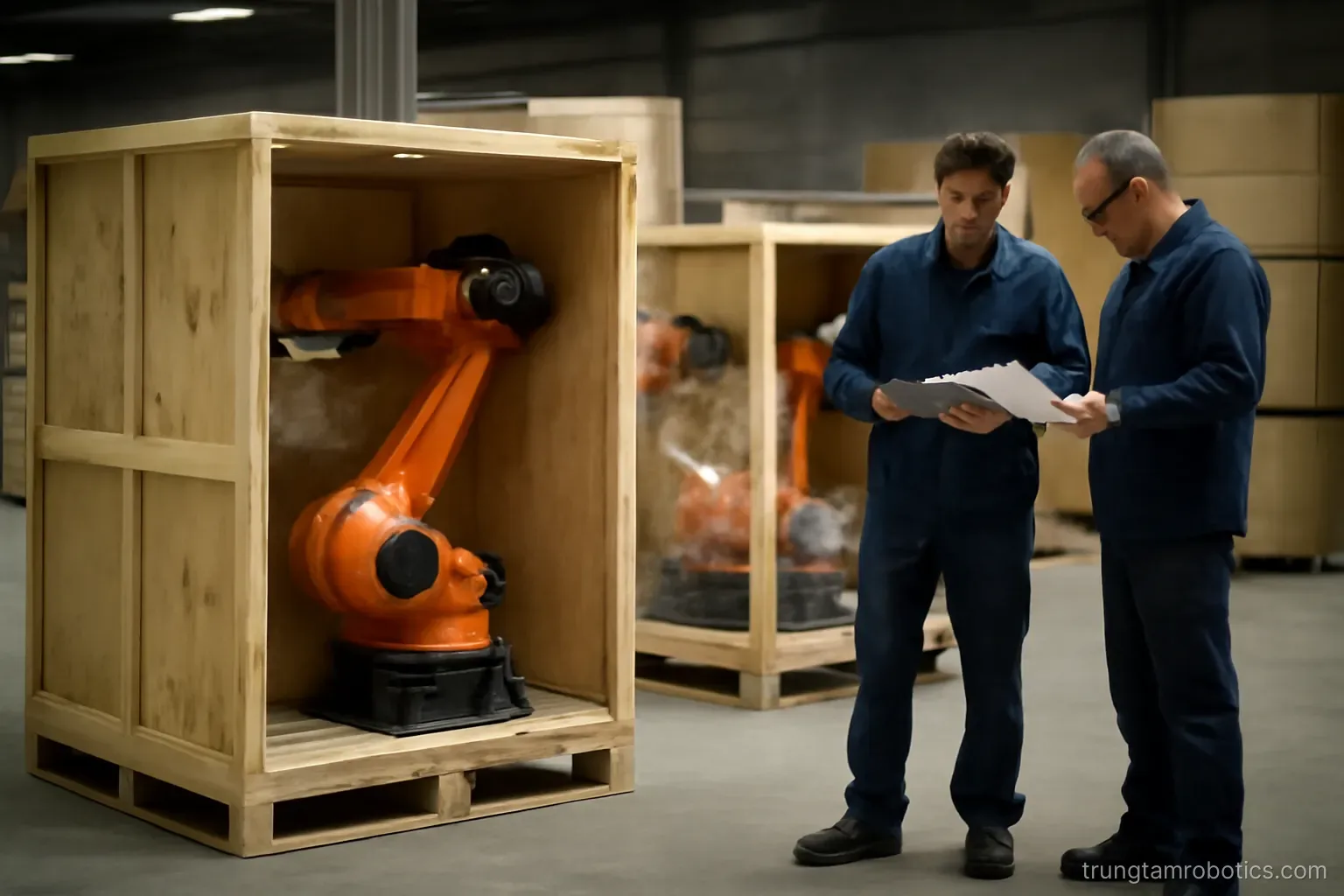 Sơ đồ các bên tham gia một dự án robot từ nhà sản xuất tới nhà máy sử dụng