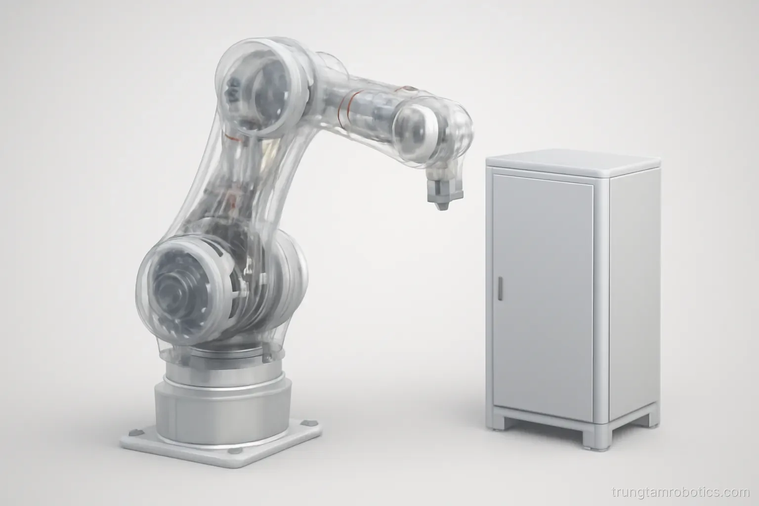 Sơ đồ ba khối cơ khí, cảm biến và điều khiển của một robot nối với nhau thành vòng