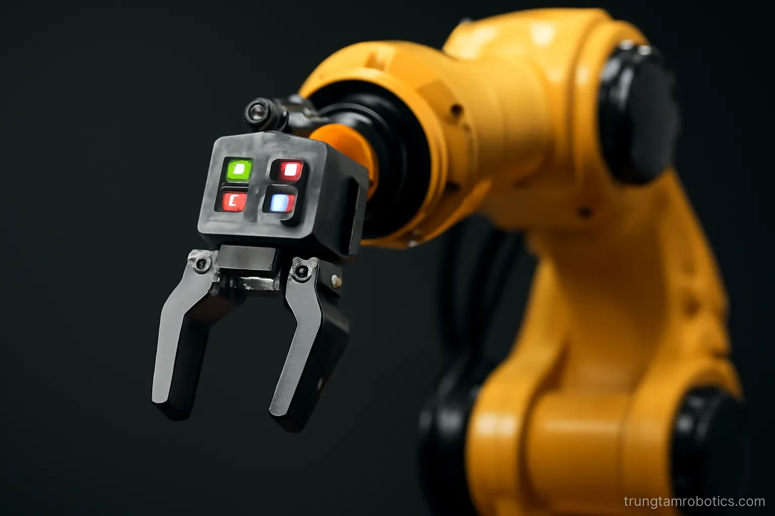 Robot với cảm biến trên đầu và cánh tay chuyển động